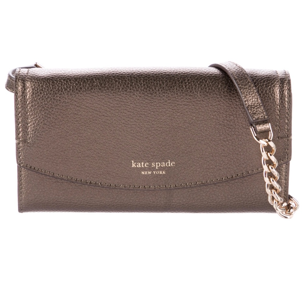 Kate Spade New York metallic cross body clutch with single shoulder strap